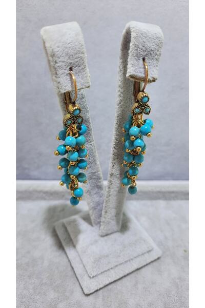 TMD AKSESUAR أقراط العنب العتيقة بالحجر الطبيعي الفيروزي