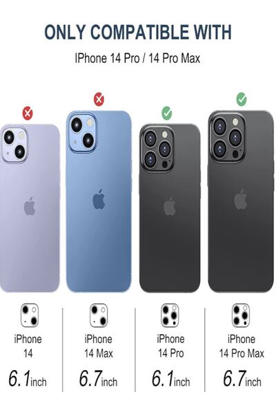 USIDE iPhone 14 Pro Max & 14 Pro Compatible Aluminum Alloy 9h Tempered Camera Protector Silver [Set of 3]