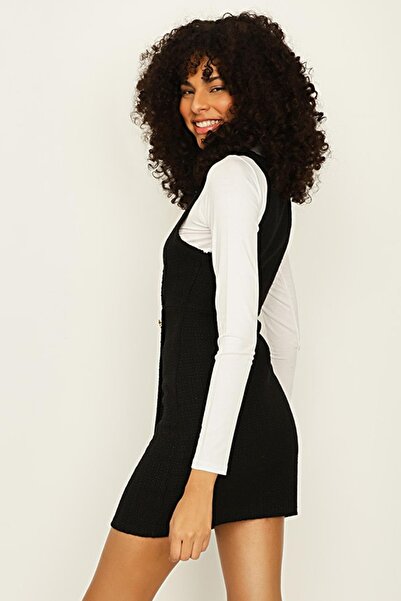 Select Moda Жіноче чорне плаття з кнопками та боді