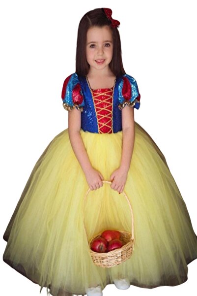 Genel Markalar Pamuk Prenses Kostümü Kız Çocuk Özel Tasarım Doğum Günü Elbisesi