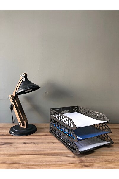 LandiWork Ahşap 3 Katlı Evrak Rafı, Ahşap Petek Rebab Dosyalık, Katlı Evrak Rafı, A4 Dosyalık