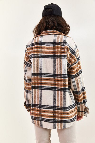 Bianco Lucci Women's Bellows Pocket Plaid Shirt 4594