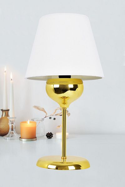 EvLight Ellipse Gold Leg Metal Cream Lampshade Table Lamp