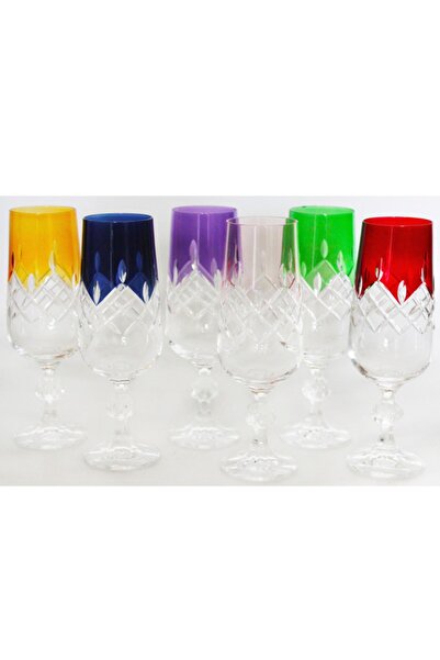 LEONARTE CASA Bohemia Kristal 180ml 6 Renk Mix Kahve Su Bardağı Drop