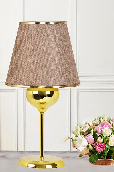 EvLight Azalea Metal Gold Designed Kumbeige Table Lamp Lampshade