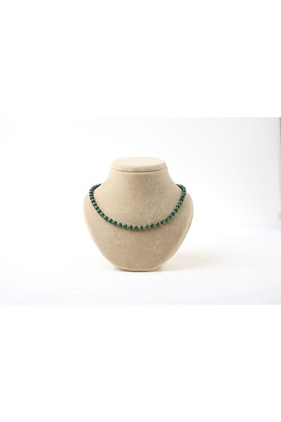 OSMANLI DEĞERLİ TAŞ Certified Malachite Natural Stone Necklace 6 Mm, M580