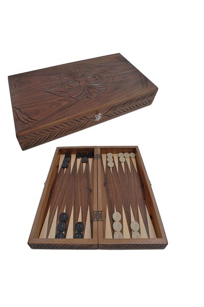 Star Okey Star Carved Solid Backgammon