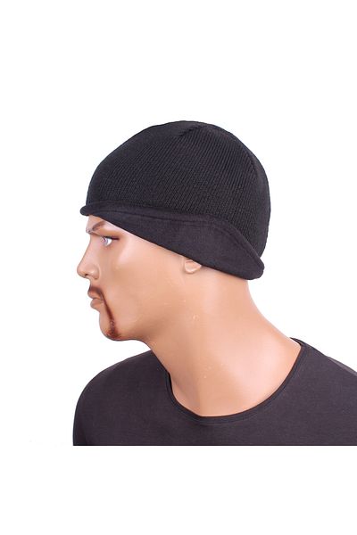 Granz Men's Eared Beret Black Inside Fleece Outside Knitwear Model 0116-6371