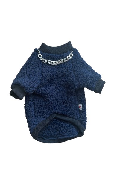 Barneystore Kedi Köpek Lacivert Peluş Kolyeli Sweat