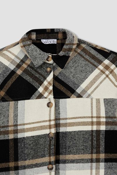 DeFacto Regular Fit Plaid Patterned Long Sleeve Maternity Shirt
