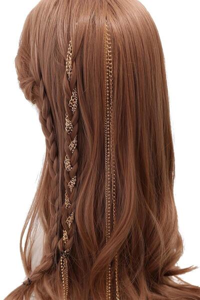 TakıConcept Gold Saç Ve Örgü Zinciri Toka Seti