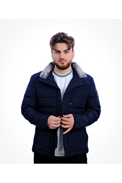 ZAYFA Czk Lacivert Lopez Dolum Kürklü Kışlık Erkek Mont