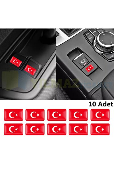 yılmazetic Türk Bayrağı Direksiyon Jant Vites Torpido Damla Silikon Oto Stick...