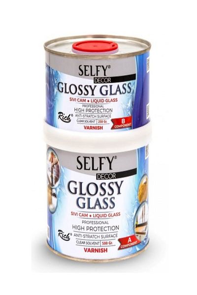 GLANCE Selfy Decor Glossy Glass 500 250gr gr Υγρό Γυαλί, Μπάνιο, Κουζίνα, Πάγκος, Βερνίκι