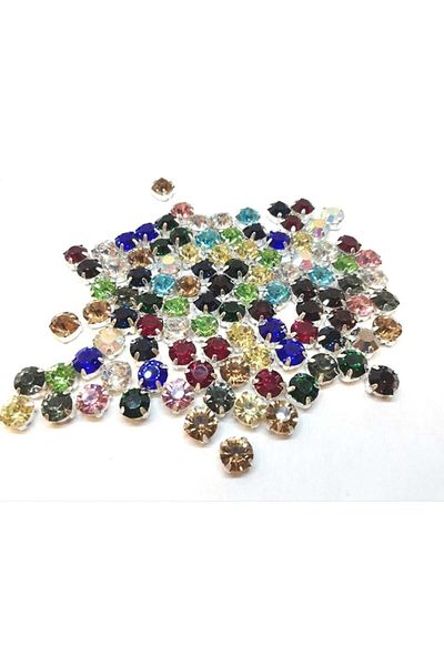 yiğit aksesuar 8 Mm Round Case Planted Glass Stone 40 Pieces