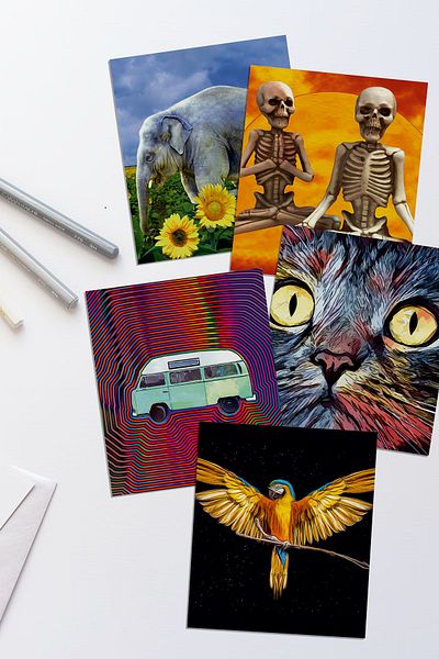 Özer Store 12 Colorful Decorative Ornament Postcard Set