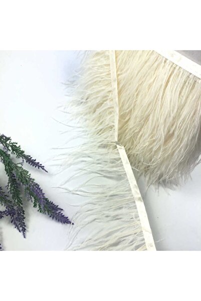 Genel Markalar Şerit Halinde Krem Deve Kuşu Tüyü Şerit Halinde 80 Cm – El Işi...