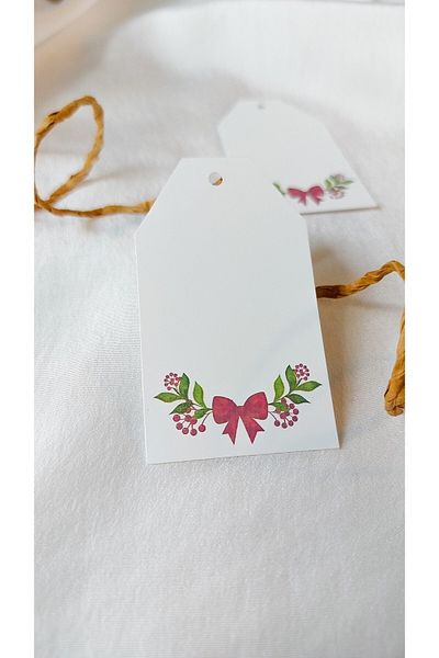 Çikoleyt Design عيد ميلاد سعيد - بطاقة السنة الجديدة - مثقوبة (4*6.5 سم) 50 قطعة