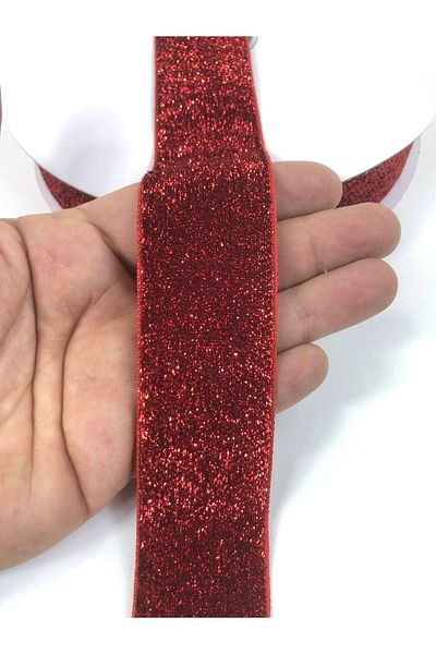 Hobigram شريط مخمل أحمر لامع بسعر 4 سم 1 متر
