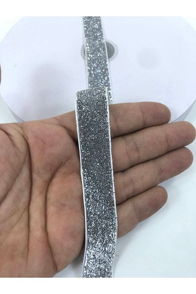 Hobigram Ασημί Γκρι Glitter Velvet Κορδέλα 2 εκ. Η τιμή είναι για 1 μέτρο – Κορδέλα, Κομψό Σχέδιο, Γυναικείο Αξεσουάρ