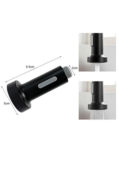 Vilas West Siyah Banyo Mutfak Batarya Fonksiyonlu Musluk Başlığı