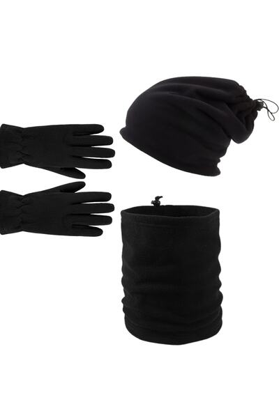 AXE SPORTSWEAR Γυναικεία μαύρα χειμωνιάτικα γάντια fleece - Fleece καπέλο με ...