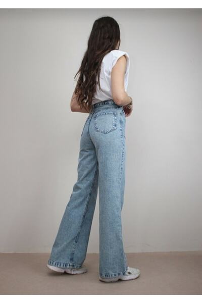 LİMABEL Сон Відкритий блакитний сніг Мийний сарафан Palazzo Wideleg Jean Power Likra Жінка Висока талія