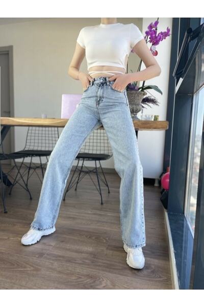 LİMABEL Eva Відкритий блакитний снігомийний сарафан Palazzo Wideleg Jean Power Likra Жіночий високий пояс