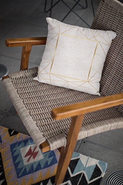 Viva Home Çerçeveli Dekoratif Çift Taraflı Kırlent Yastık Kılıfı Gizli Fermuar Premium Kumaş 43x43cm Krl375