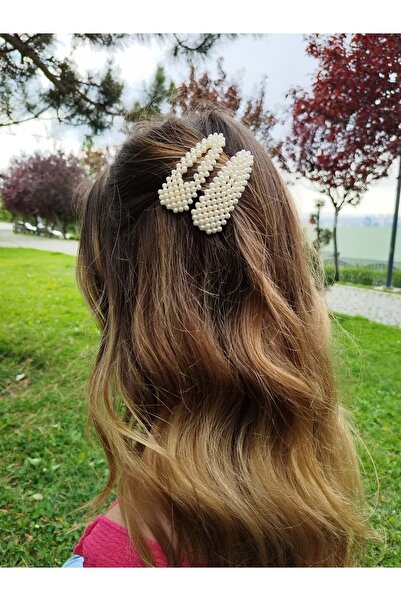 MutluBiDünya Vintage Krem Renk Ikili Çıtçıt Yan Toka