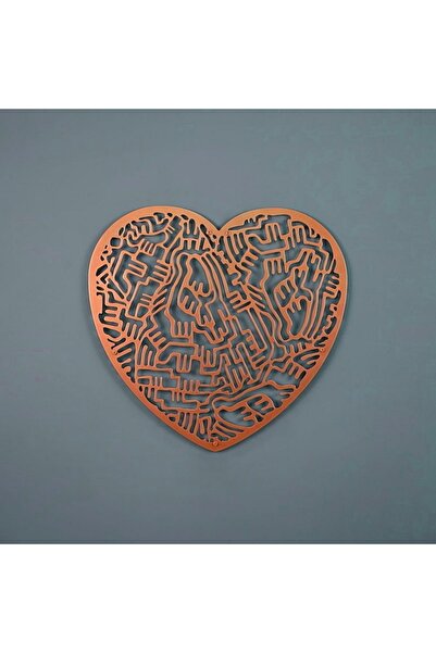 Colorfull Worlds Metalni zidni dekor u obliku srca labirinta, metalni zidni d...