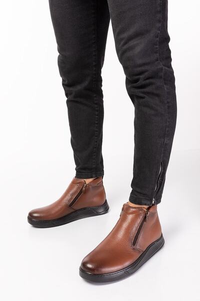 depderi Pánské boty z pravé kůže, na zip, s kožíškem uvnitř, prošívané