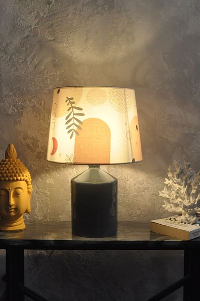 Qdec Bohemian Gray Ceramic Cube Vase Lampshade