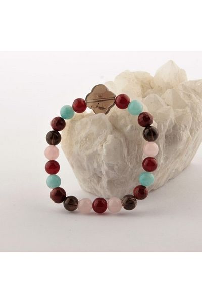 ALAVAN Virgo Natural Stone Bracelet, Pink Quartz - Agate - Amazonite - Smoky Quartz - Jasper