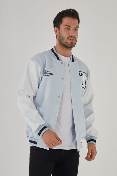 Sporting Men's Blue White Relaxed Cut College Coat