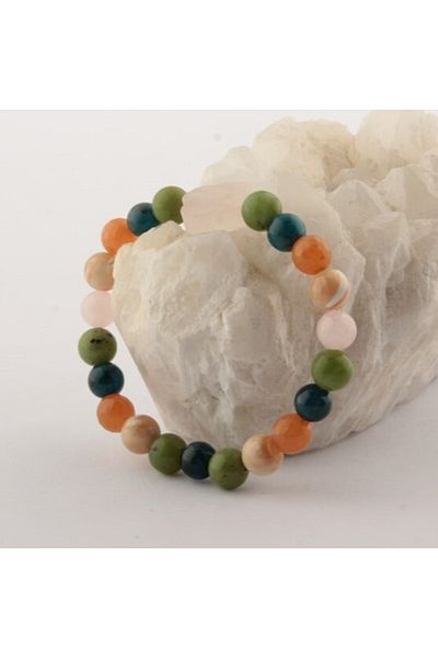 ALAVAN Natural Stone Taurus Bracelet - Pink Quartz and Jade Apatite Pearl Stone