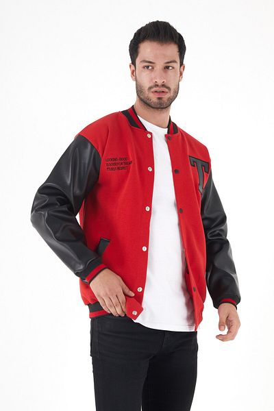 Sporting Men's Red Black Casual Cut College Coat