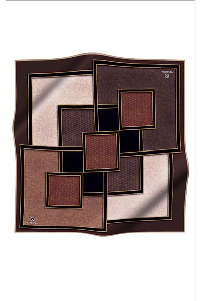 Vissona Γυναικείο Twill Silk Φουλάρι Καφέ - Μπεζ