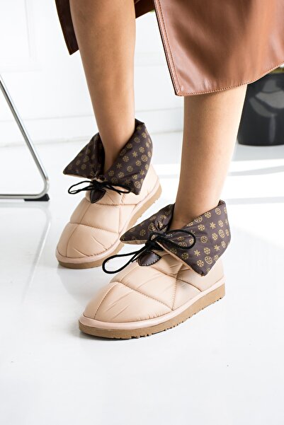 Ayax Γυναικείες μπότες χιονιού σε μπεζ ύφασμα Parachute