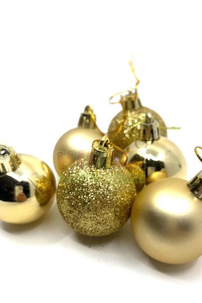 Huzur Party Store Γυαλιστερό ασημί ματ χρυσό χρώμα Cici μπάλα 4 εκ. Πακέτο 6 Πρωτοχρονιάτικο Στολίδι Πεύκο Κορδόνι Χρυσό Κίτρινο