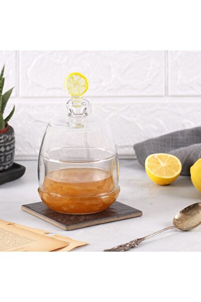 ADAMODART Limon Dilimi Cam Figürlü Kapaklı Reçellik & Şekerlik