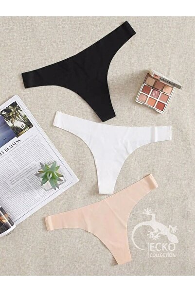 GECKO COLLECTION Lazer Kesim Tanga Kadın Külot 3'lü