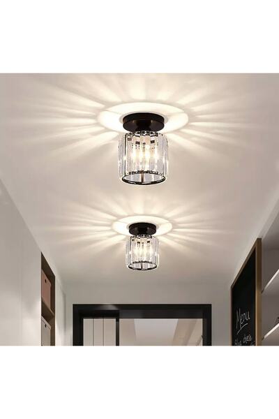 Fico Home Modern Kristal Taşlı Avize Plafonyer Tavan Avize 2 Adet Set Fiyat Siyah