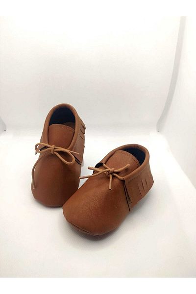 MİNİBİRİ Brown Nubuck Leather Moccasin Baby Shoes Baby Booties