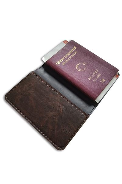 ViP GiFT Passport Cover Vegan Leather Passport Holder Brown