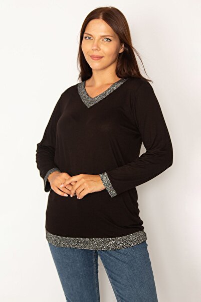 Şans Dámská velká černá blůza s třpytkami 65n19613