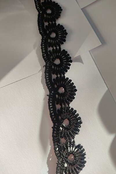 DUAYEN Güpür Dantel Siyah Salyangoz Desen 2 Metre