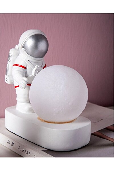 hediyeconcepti Astronot Spaceman Ay Led Gece Lambası Yatak Odası Başucu Masaü...