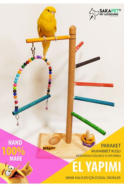 SAKAPET Bird Entertainment Track with Ladder, Brain Teaser and Swing