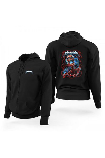 Z zepplin Φούτερ με κουκούλα Metallica Lightning Skull Black Zippered Limited Edition